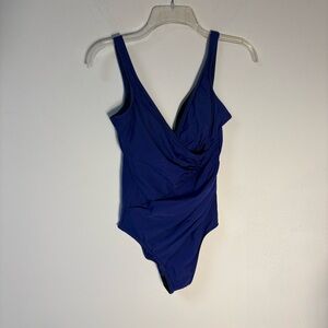 Miraclesuit women’s one piece bathing suit ruched wrap front size 12